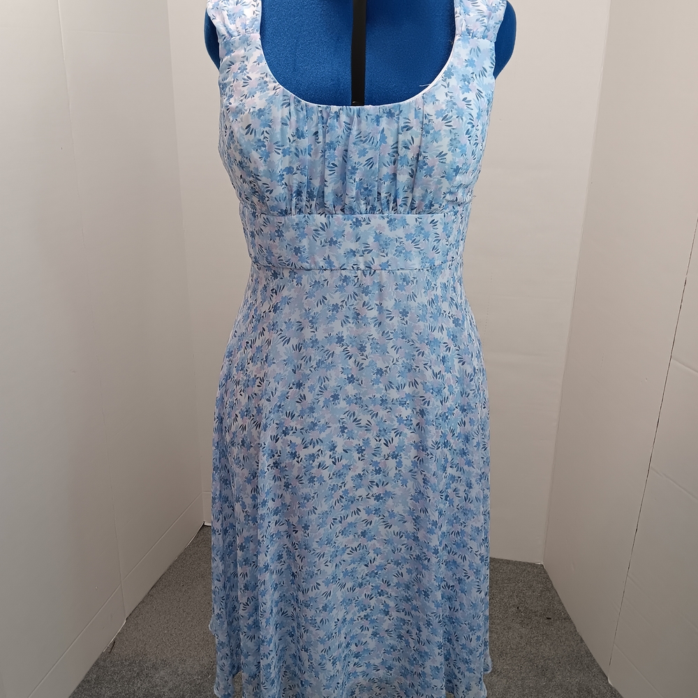 Floral Blue Sleeveless Dress